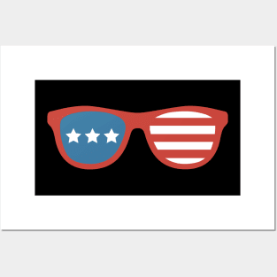 4th of July Sun Glasses America Red White and Blue Posters and Art